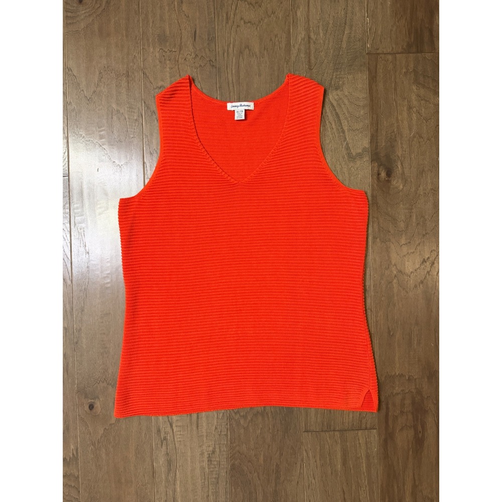 Tommy Bahama Womens XL Orange Ribbed‎ Knit V-Neck Tank Top Sleeveless Sweater